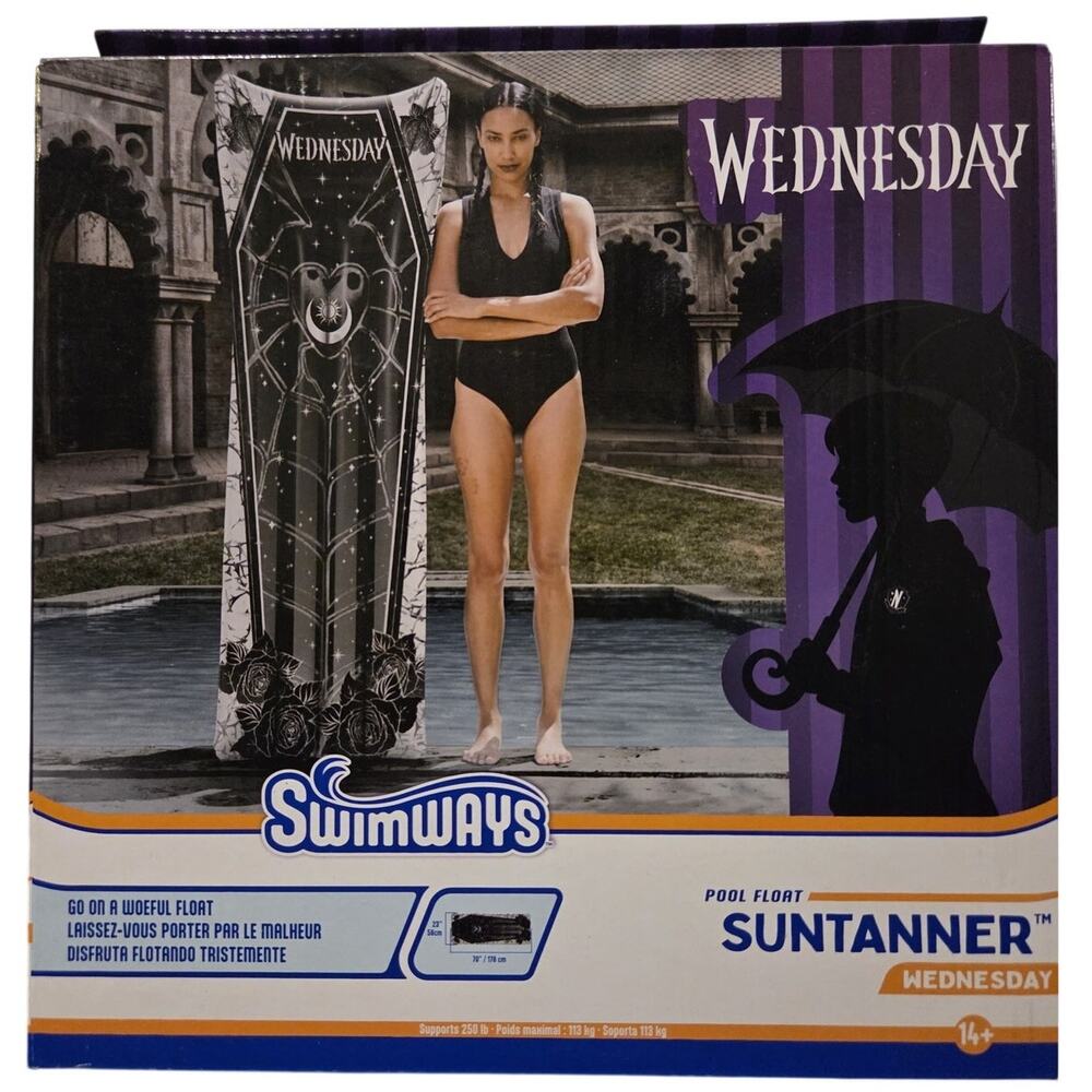 Swimways Wednesday Suntanner: PVC Pool Lounger for Ages 14+ - New
